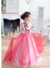 Floral Satin Petals Colorful Flower Girl Dress